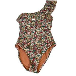 J.Crew‎ Liberty Floral Ruffle One Shoulder One Piece Swimsuit